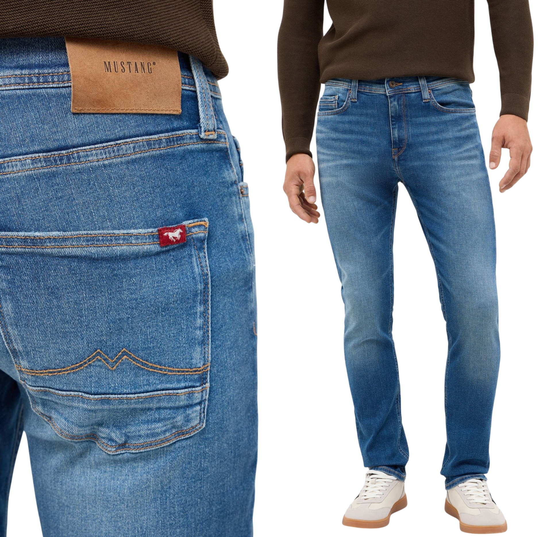 Pánské džíny Denim Blue Kalhoty Mustang Zúžená nohavička Vegas Slim 32/32