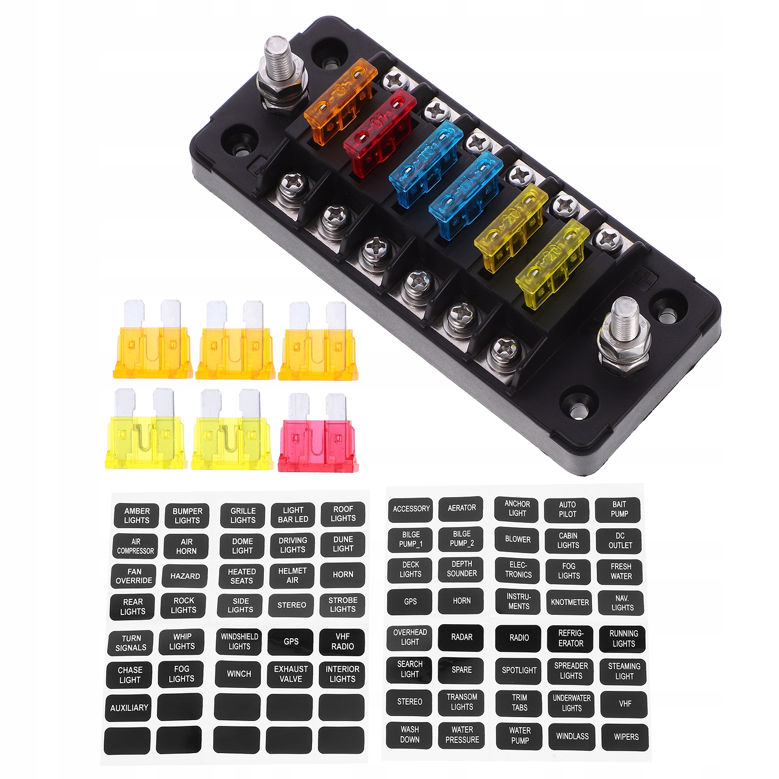 1 ZESTAW BLOKU BEZPIECZNIKÓW SAMOCHODOWYCH 6-DROGOWYCH BEZPIECZNIKÓW OBWODOWYCH