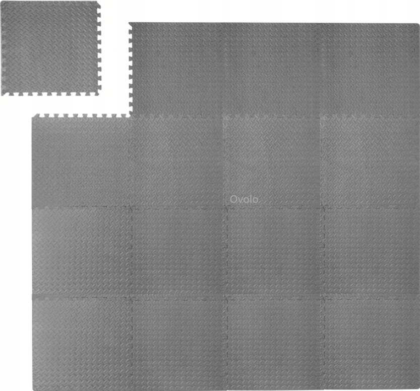 Gumová Podlaha Puzzle do posilovny ochranná podložka pod stroje šedá 2,4x2,4m