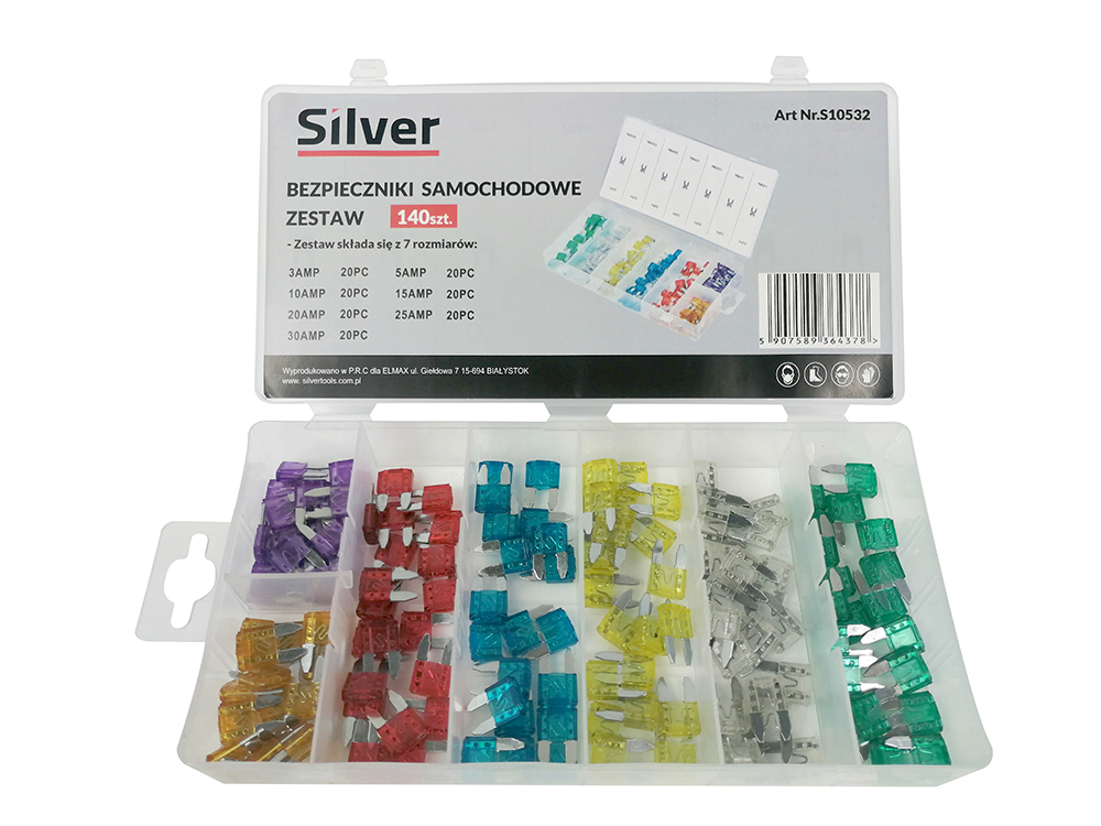 Zestaw bezpieczników samochodowych Silver 10532