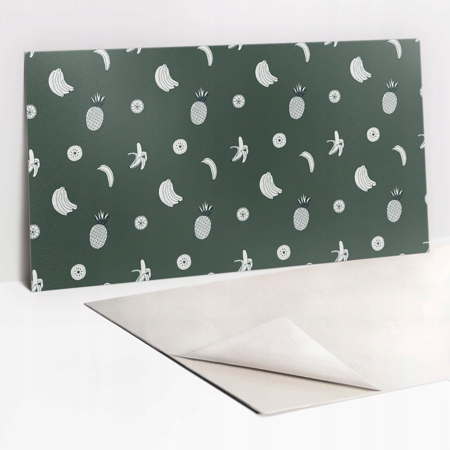 Vinylová Pvc nástěnná podložka s samolepicí dekorem Ananas a banán 100 x 50 cm