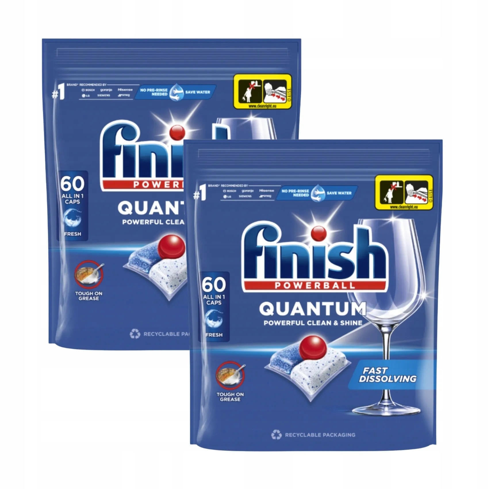 2x Finish Quantum Fresh All in One Powerball kapsle do myčky nádobí 60 ks