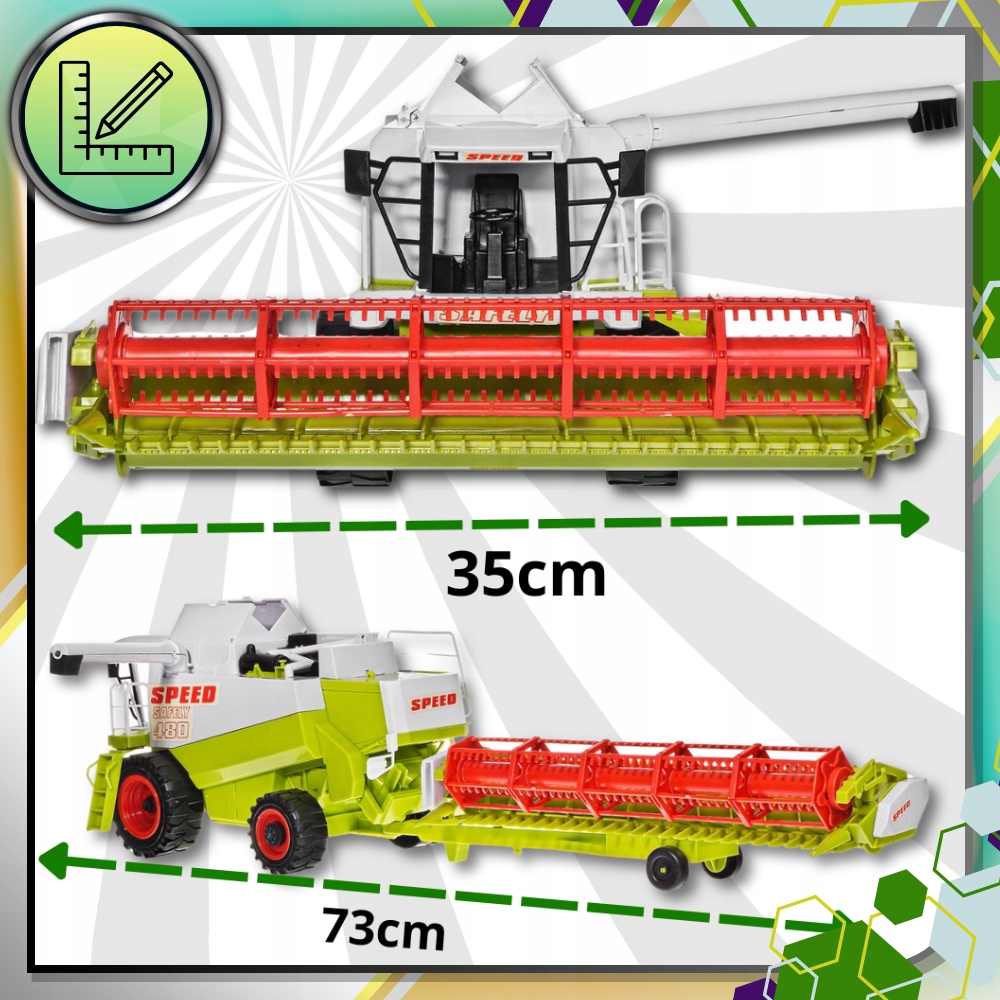 ZABAWKA DLA DZIECI KOMBAJN Z NAPĘDEM Z PRZYCZEPĄ RUCHOME ELEMENTY PREZENT Seria Napęd