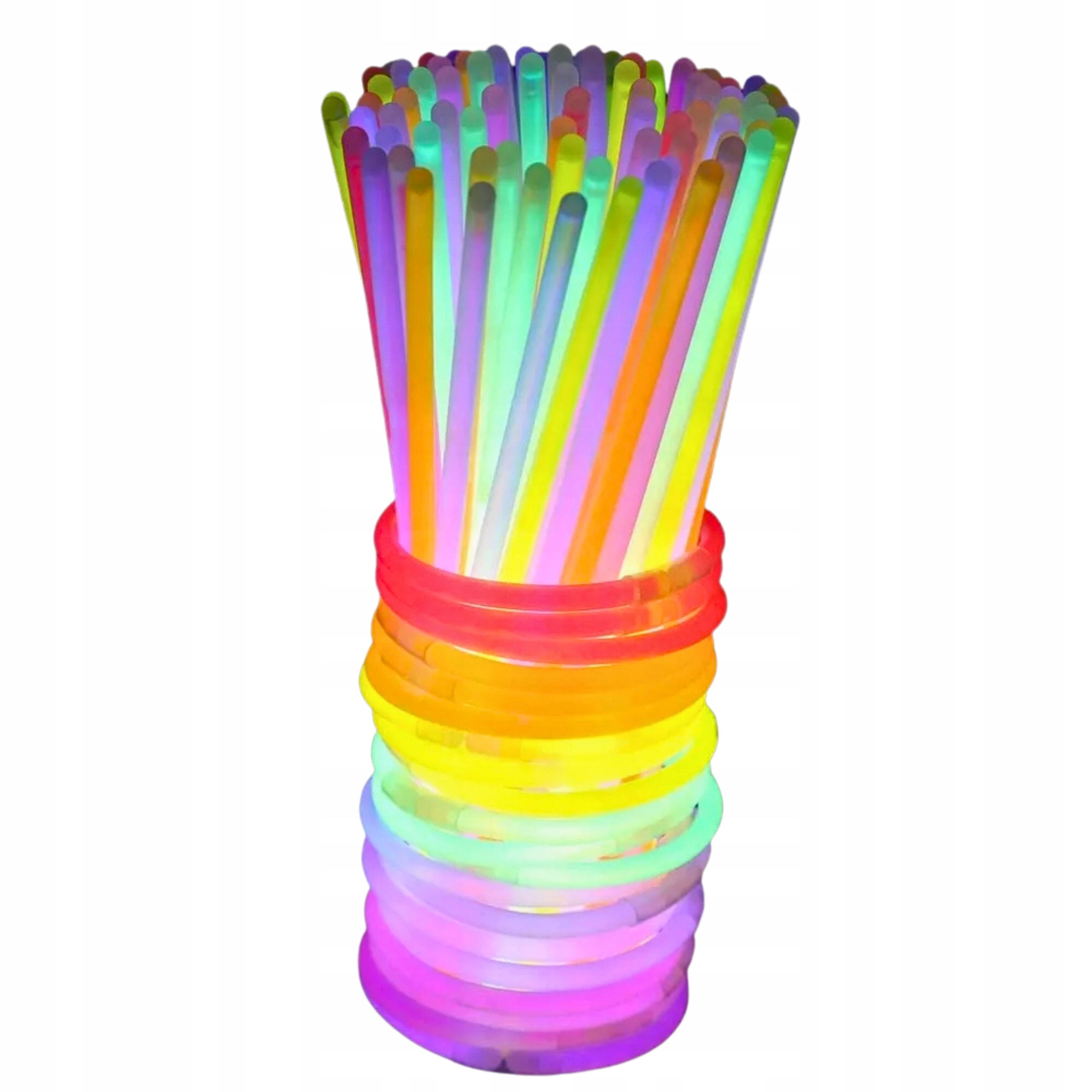 PAŁECZKI OPASKI BRANSOLETKI FLUORESCENCYJNE ŚWIECĄCE 100 SZT GLOW STICKS Marka Inna marka