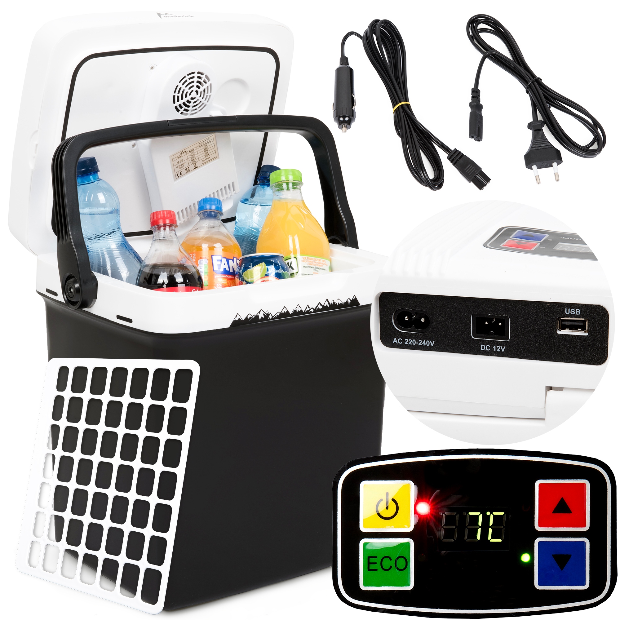 Turistická Lednička 30L Automobilová Agregát 12-230V LCD Usb Funkce Ohřevu