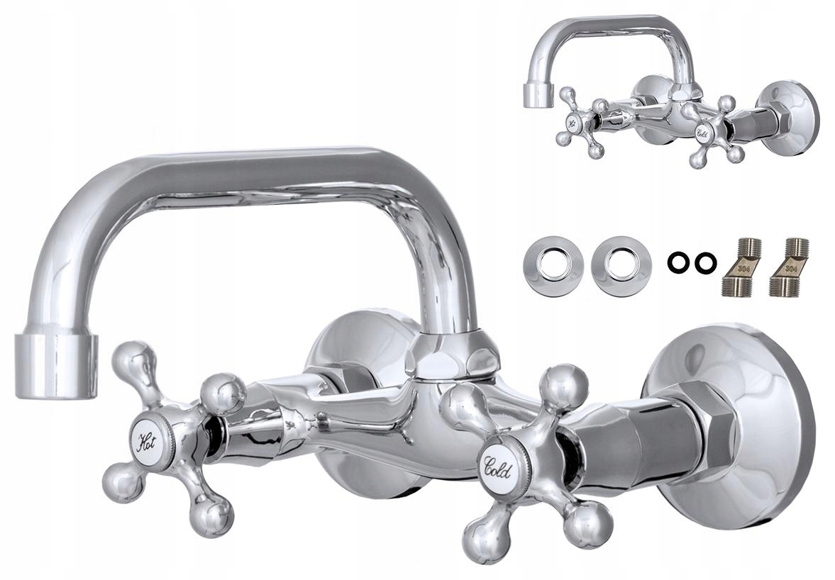 Baterie Retro C Baterie Chromová Umyvadlová Kuchyňská Stěnová Výtokové Ramínko Perlátor