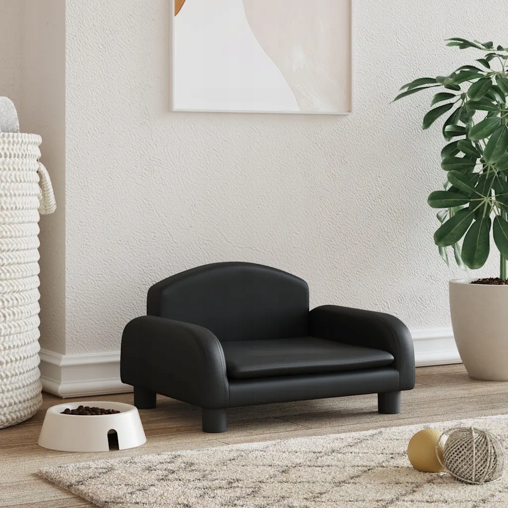 Levně Pelíšek pro psy černý 50 x 40 x 30 cm umělá kůže Černý 171976