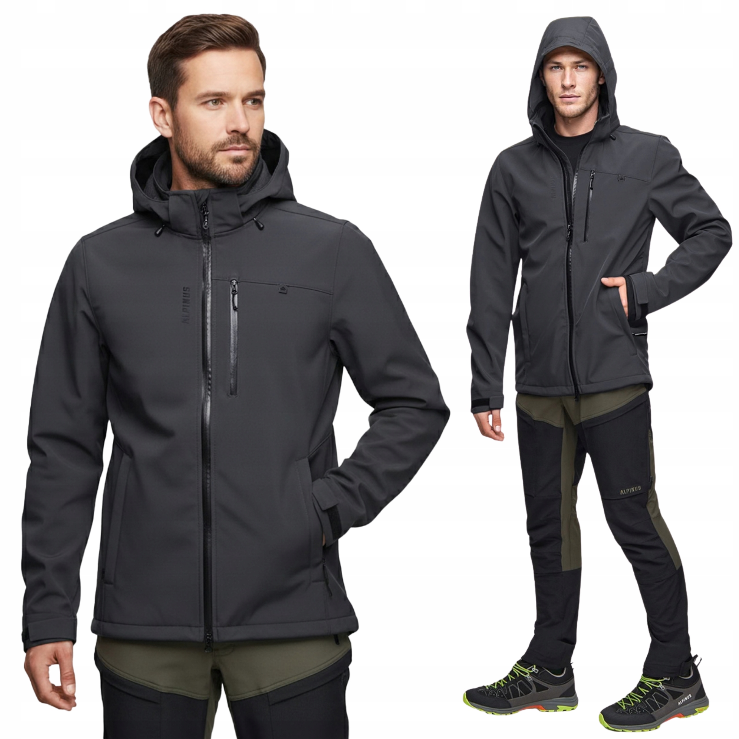 Alpinus Kurtka Softshell Męska Z Kapturem Wodoodporna Membrana 10000 mm H2O