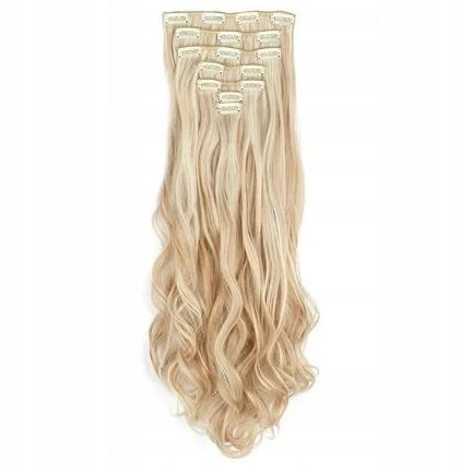 Clip-in Vlasy Kudrnaté Vlnité Připínací 7 Pásků střední světlá blond 18H613
