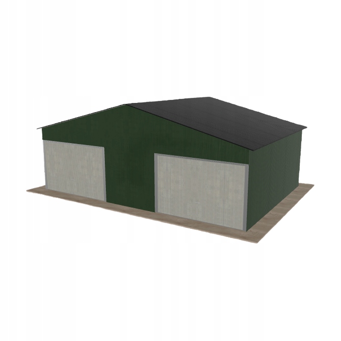 Plechová garáž 8x5.5 m, dvoupolohová, dvouspádová, zelená