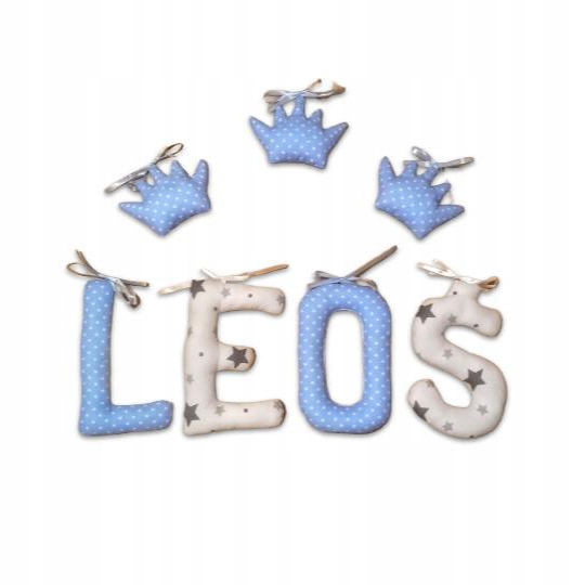 Letters sewn with the child's name ЛЕОС + 3 free decors