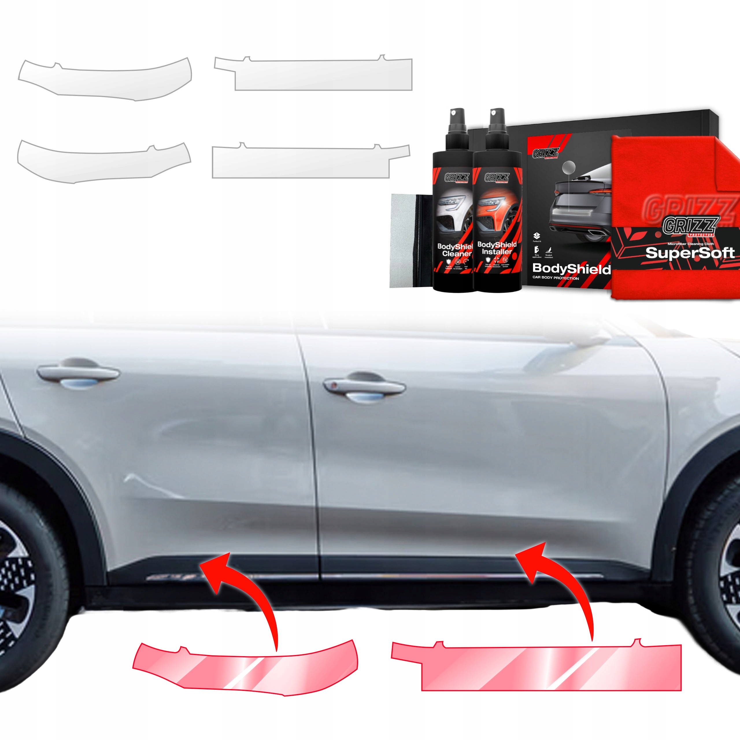 4v1 Fólie Ppf dýha na prahy pro Fiat 600 (2023-2025) Grizz