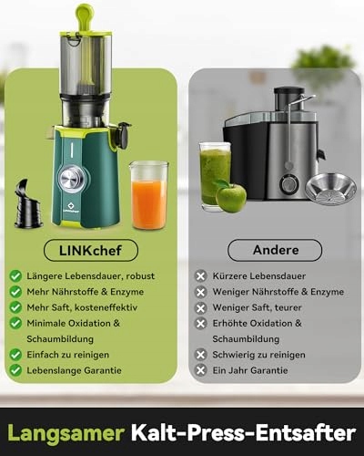 LINKCHEF Wolnoobrotowa Wyciskarka 200W 1.2L BPA Free — miniatura 2