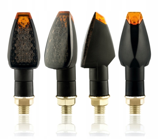 Kierunkowskazy motocyklowe czarne dymione 14 diod Led 4 sztuki