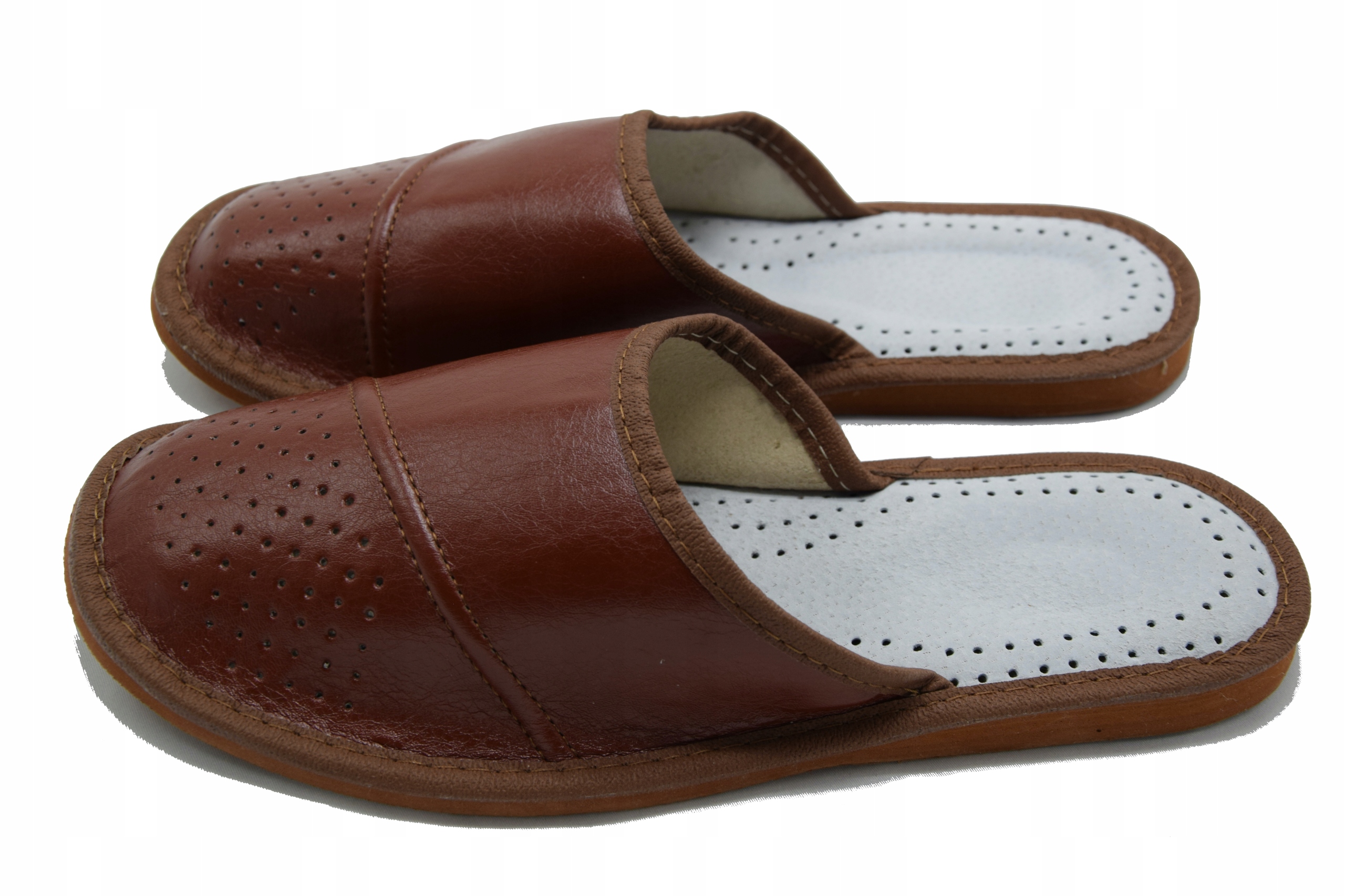 

Męskie buty skórzane dom kapcie płaskie brązowe 43