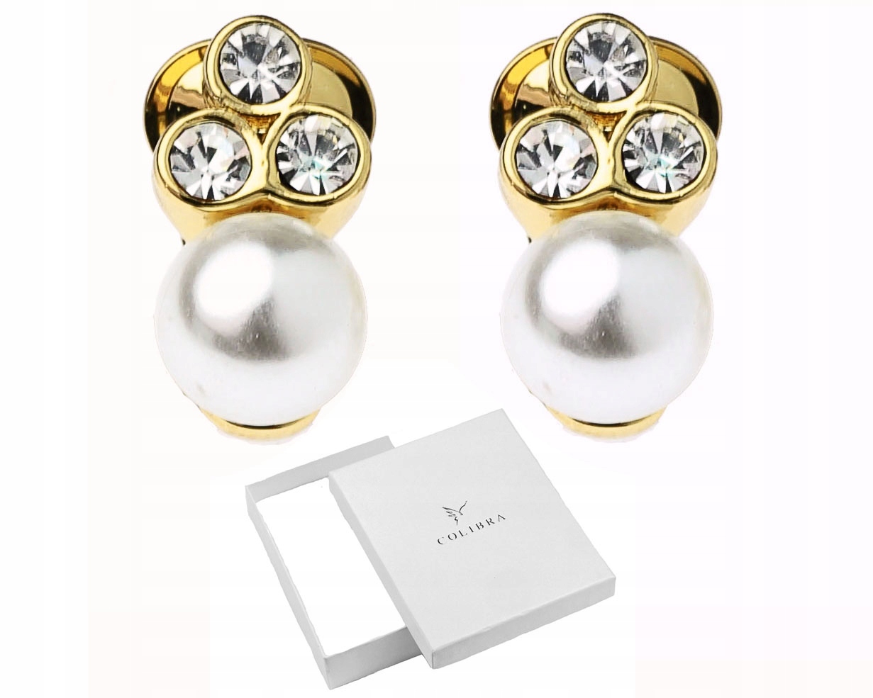 

Złote Klipsy Z Perełką Perły Swarovski Colibra