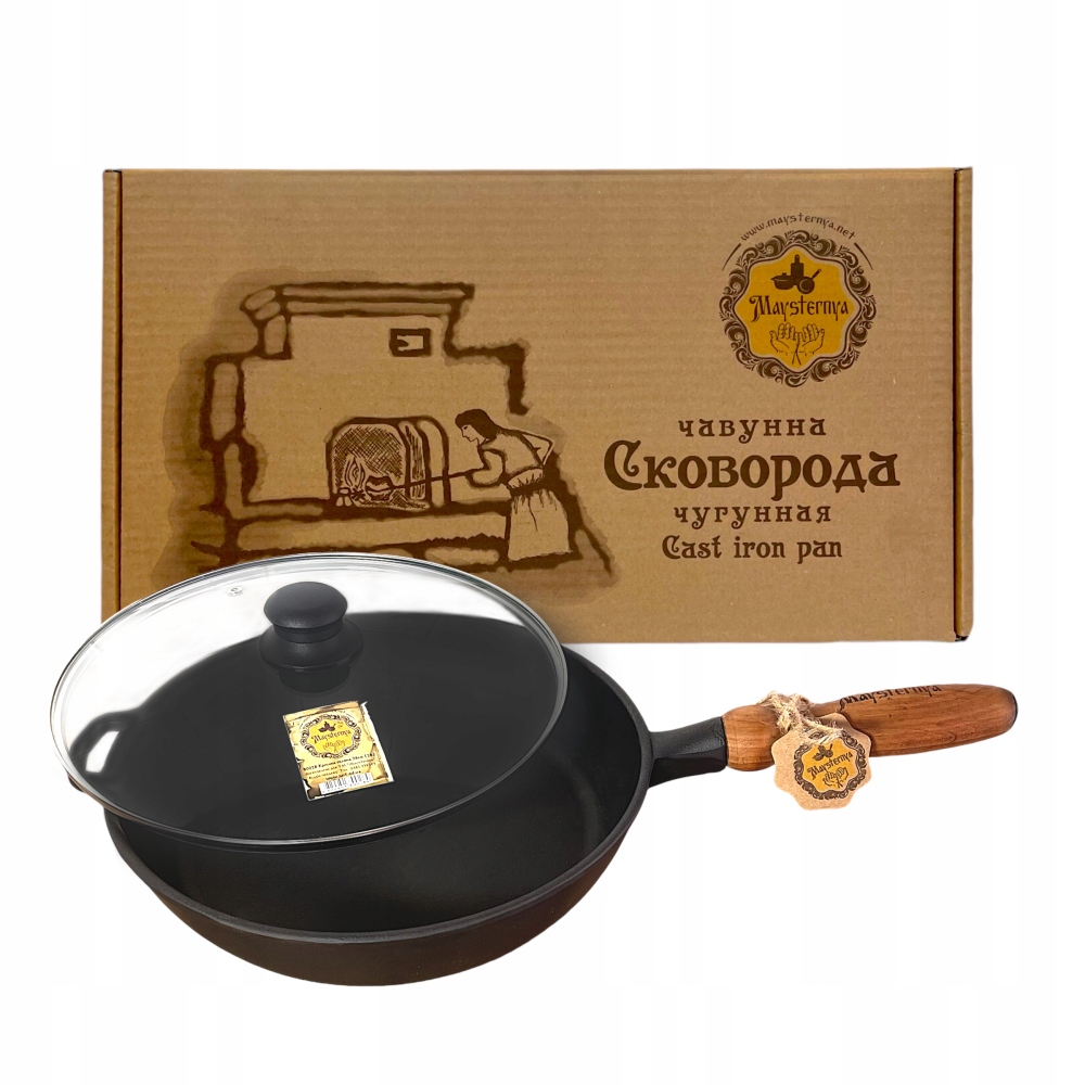 Patelnia żeliwna z pokrywką, 28x6 cm