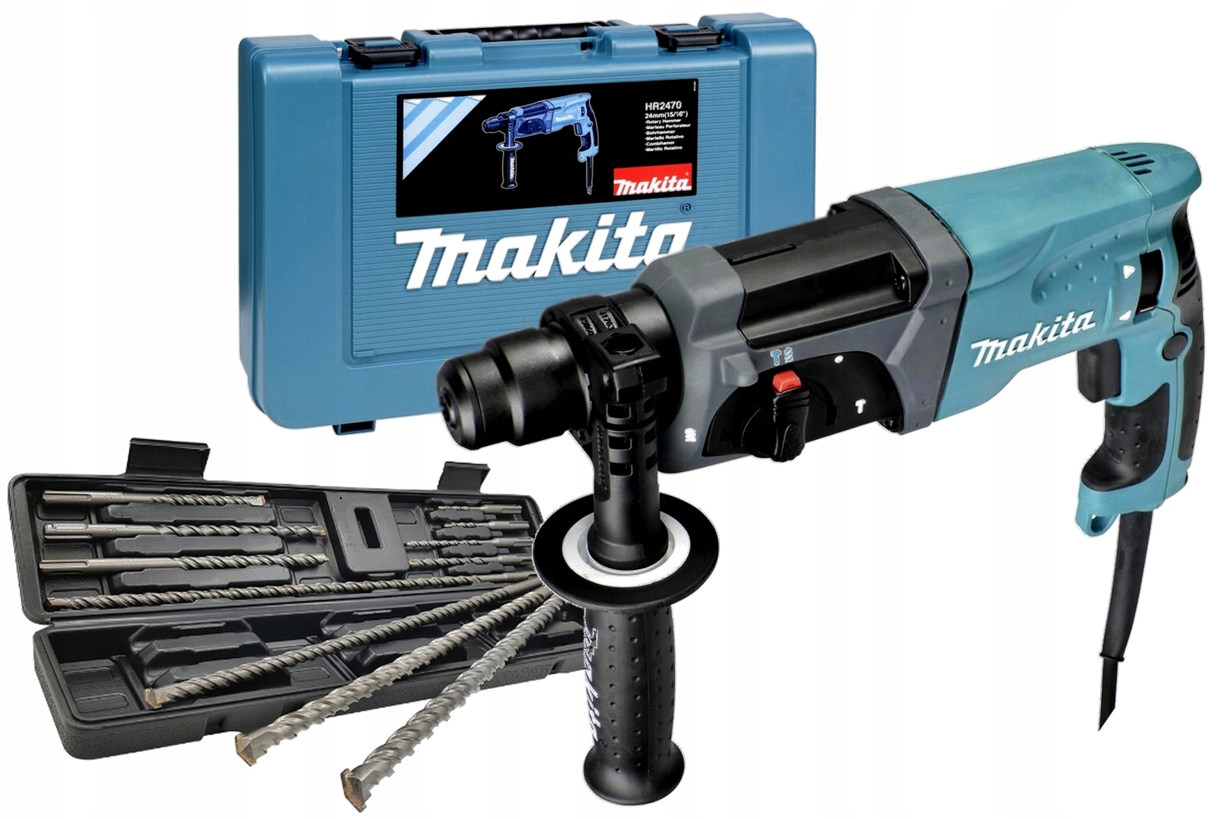 Makita HR2470 Młotowiertarka Sds Plus Udar 2.4J 780W Zestaw Wierteł 12 El