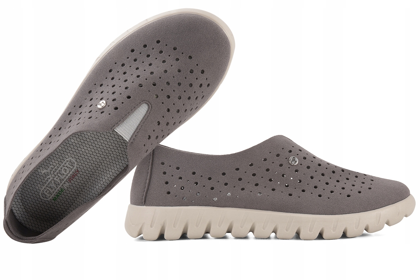 Fly Flot 65 613 M8 Dámské Ažurové Polobotky Mokasíny Koturn Pu Grafitová 41