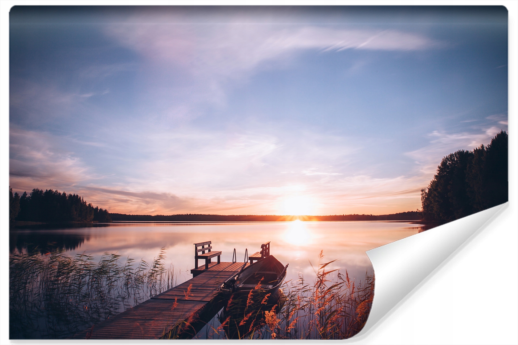Fototapeta Jezero Západ Slunce Nebe 3D 90x60