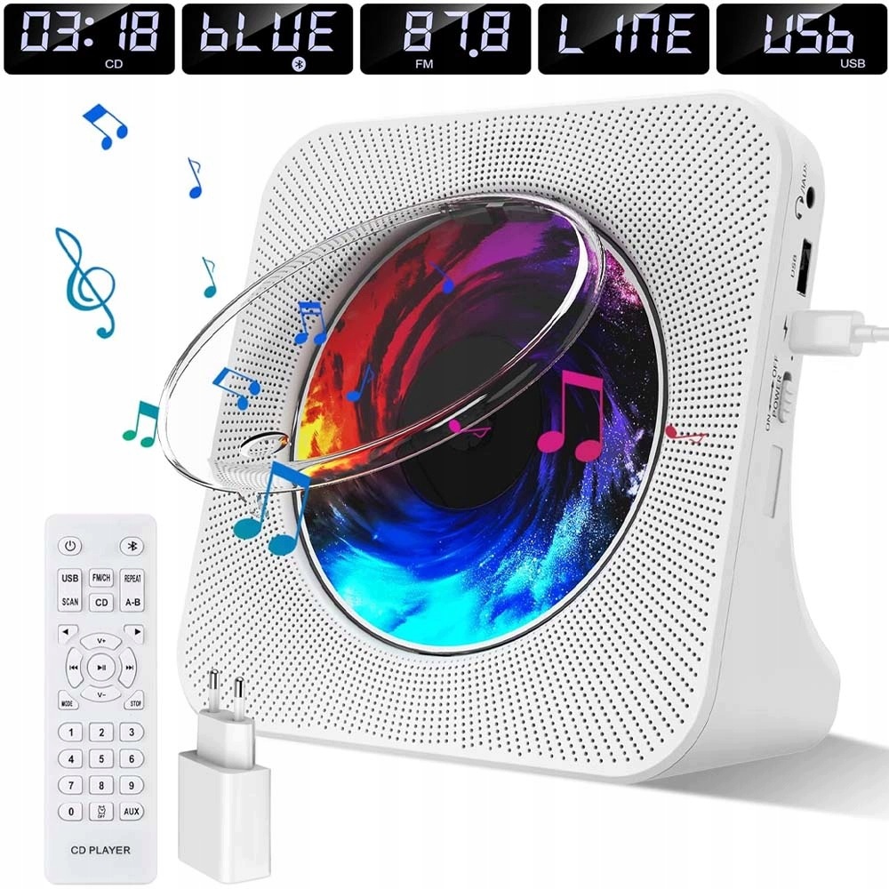 Bluetooth CD Přehrávač Přenosné Fm Rádio MP3 S Nastavitelným Led Displejem