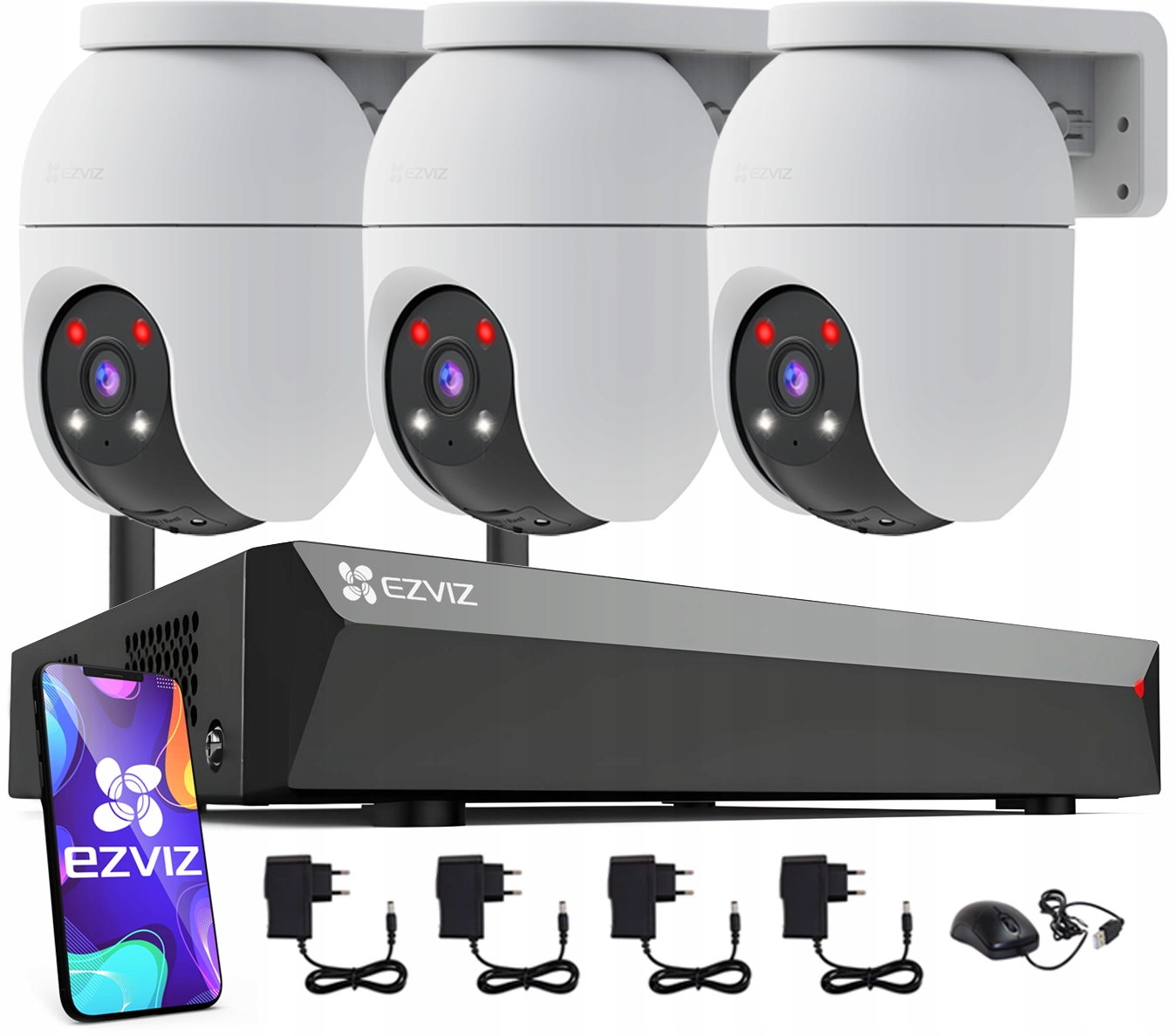 Sada na monitorovanie WiFi 3 kamier Ezviz C8c 3K Rekordér Hikvision 8CH