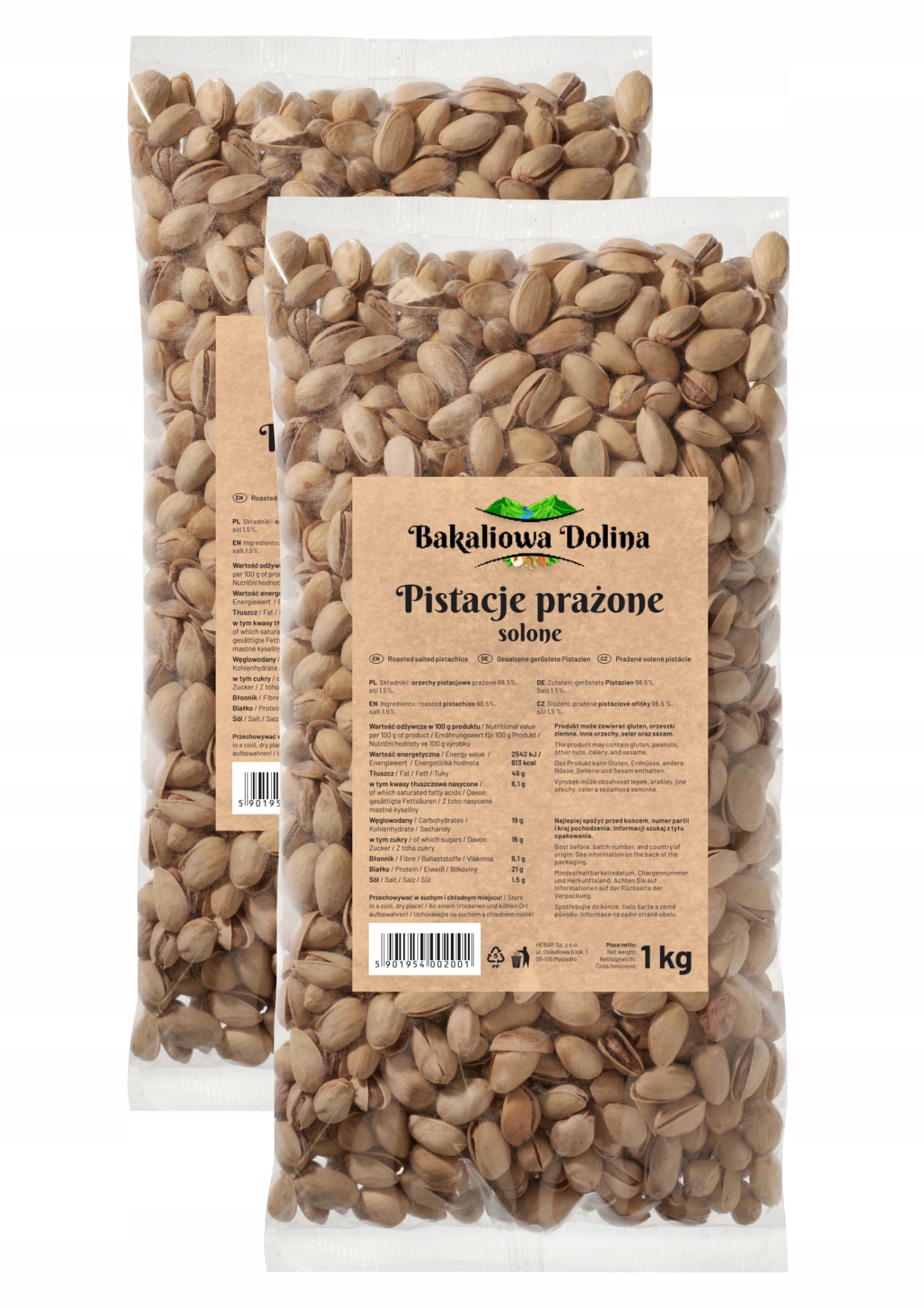 Levně Pistácie Solené 2 Kg Sada 2000 G 2 x 1 Kg Čerstvé Přírodní Lahodné Pražené