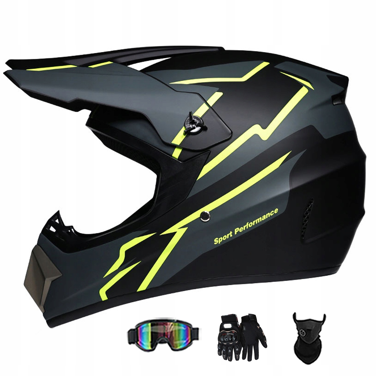 Motocyklová Přilba Lehká Enduro Quada Brýle Rukavice Maska XL