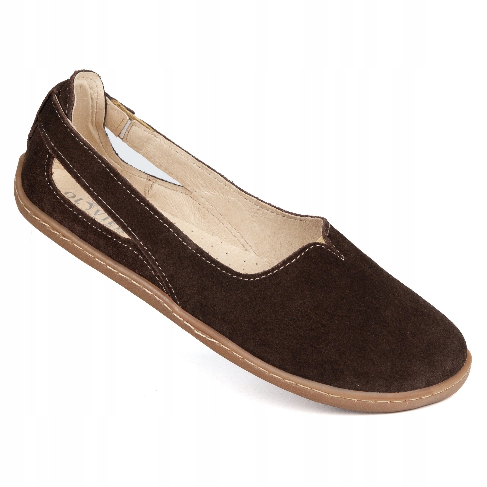 Dámské barefootové baleríny na široké chodidlo kožené Flow hnědé 39