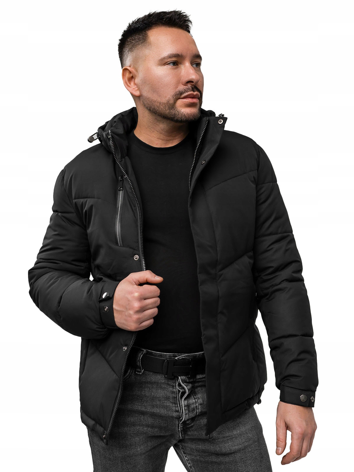 Černá prošívaná pánská zimní bunda Denley 31M5035A1_S/48