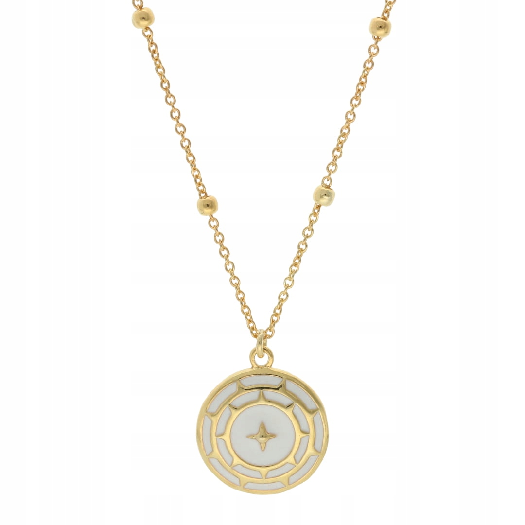 Náhrdelník s bílou smaltovanou stříbro, pozlacený