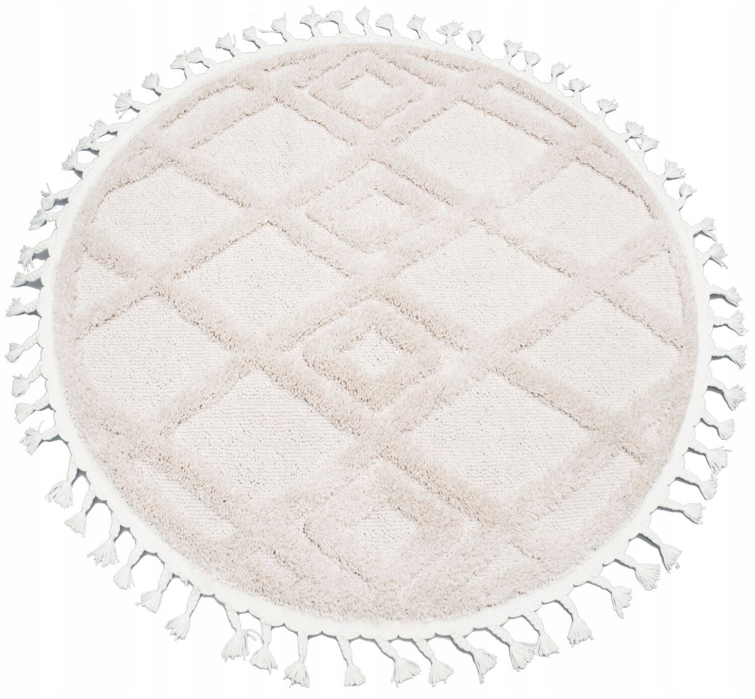 Okrúhly Koberec Shaggy Boho Do Obývačky Mäkký S Strapce 133X133 CM