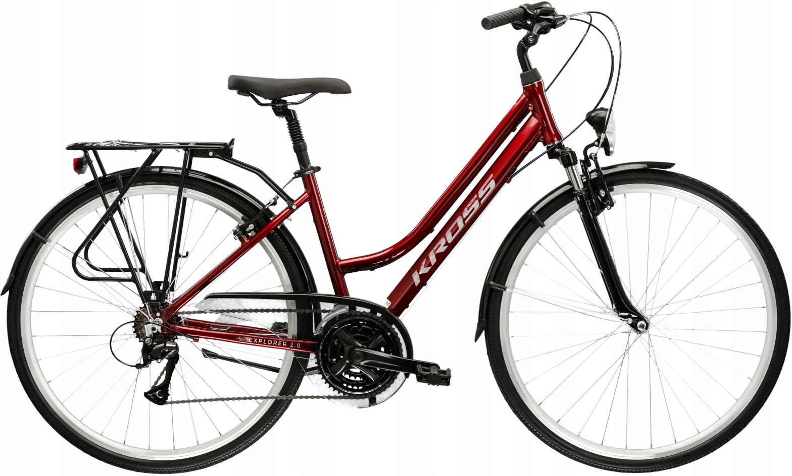 Rower trekkingowy damski Kross Explorer 2.0 28 M(17") rubinowy/srebrny