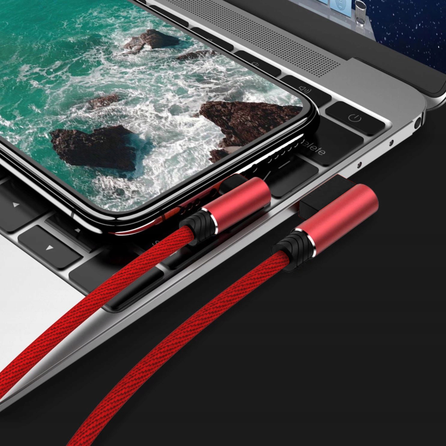 KABEL 2M TYP-C KĄTOWY 90° SZYBKIE ŁADOWANIE QC 3.0 Marka Interlook