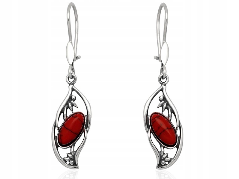 

Kolczyki Oksydowane Z Koralem Na Biglu PR.925