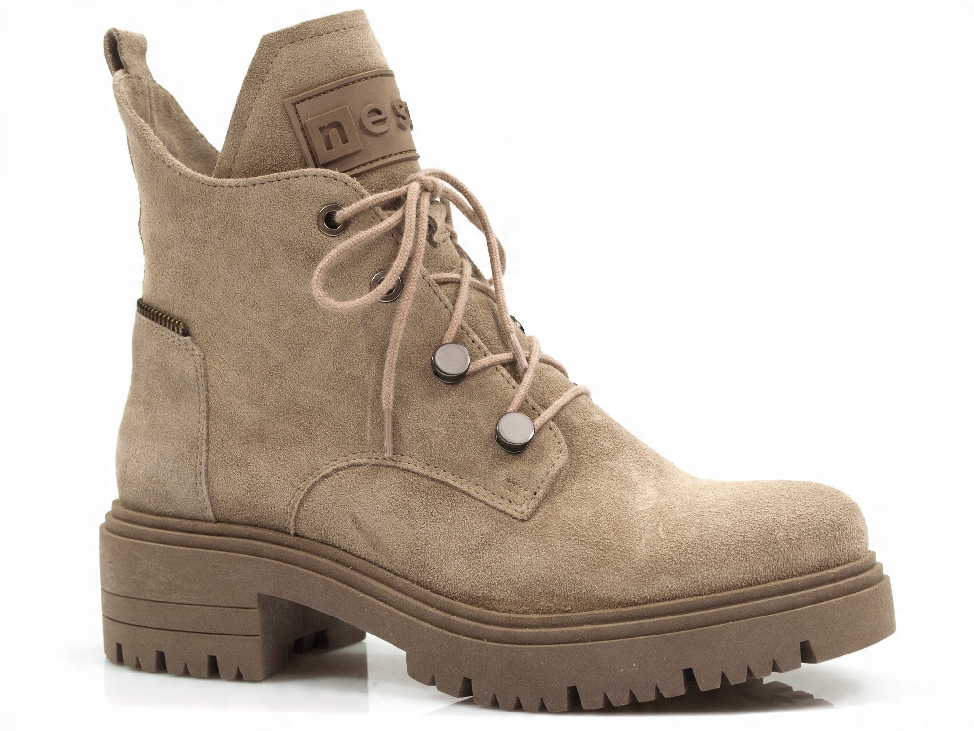 

botki Nessi skóra platforma trapery timberki buty