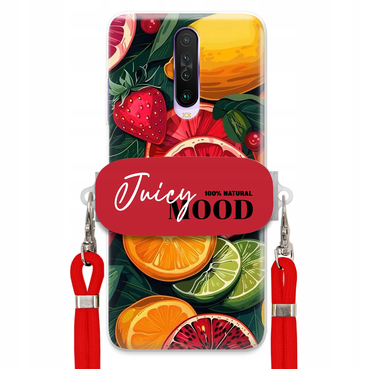 Puzdro pre Xiaomi Redmi K30 Červená Crossbody vodítko držiak Juice Mood Ovocie