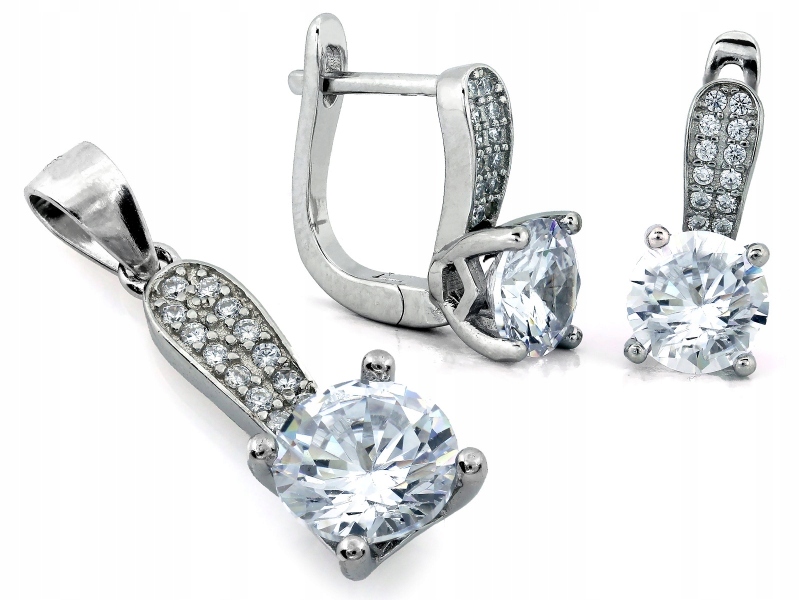 Elegantní stříbrný komplet 925 náušnice a přívěsek se zirkony dárek