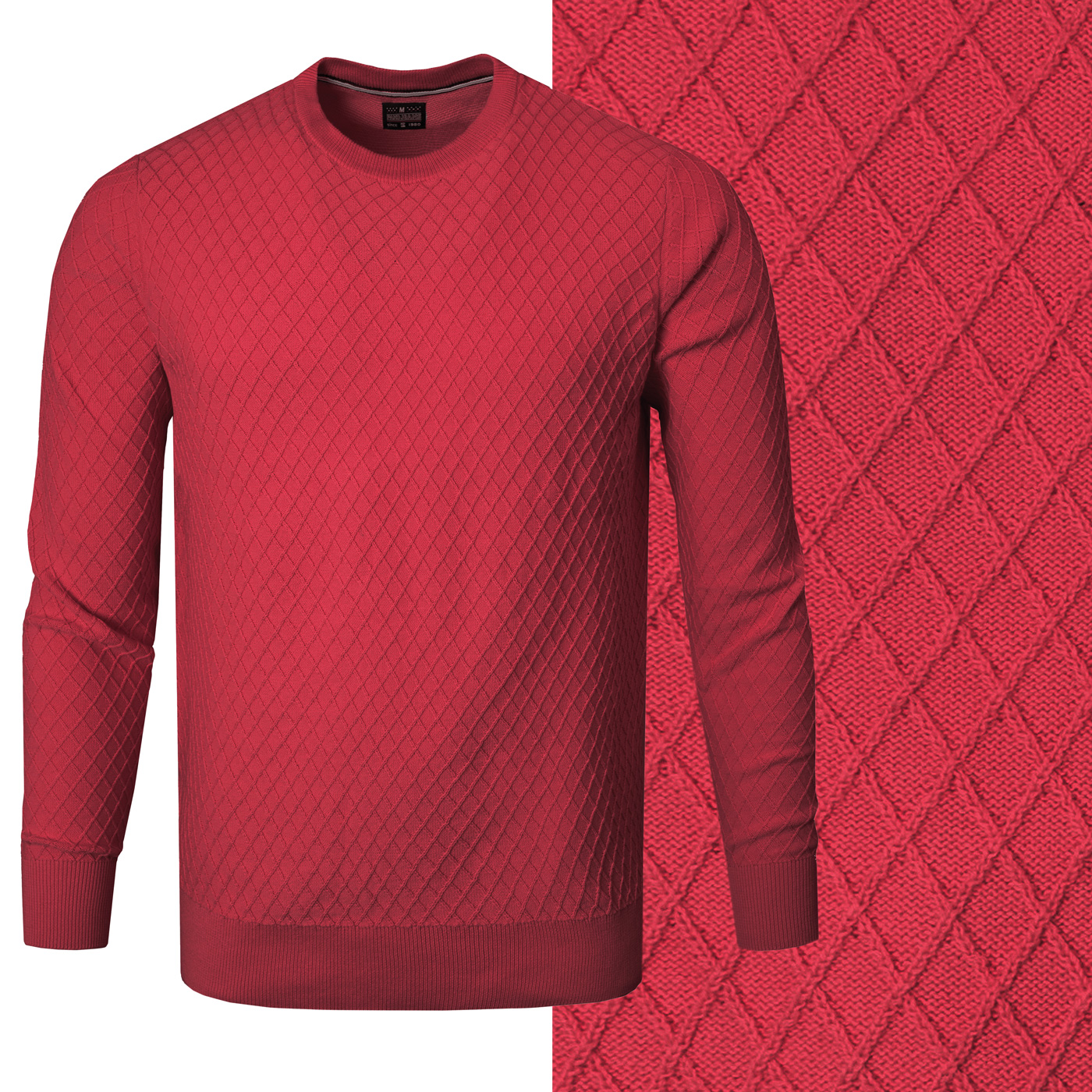 Elegantní pánský svetr Klasický Červený Bavlněný XL Pako Jeans