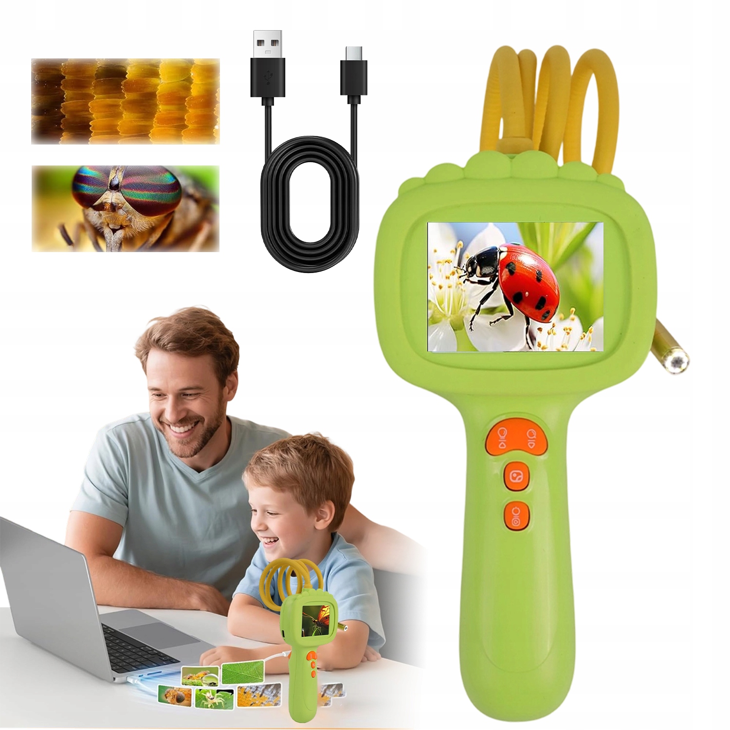 Inspekční Kamera Pro Děti Endoskop Na Hračky 2.4 Palců Ips 8 Led Stem