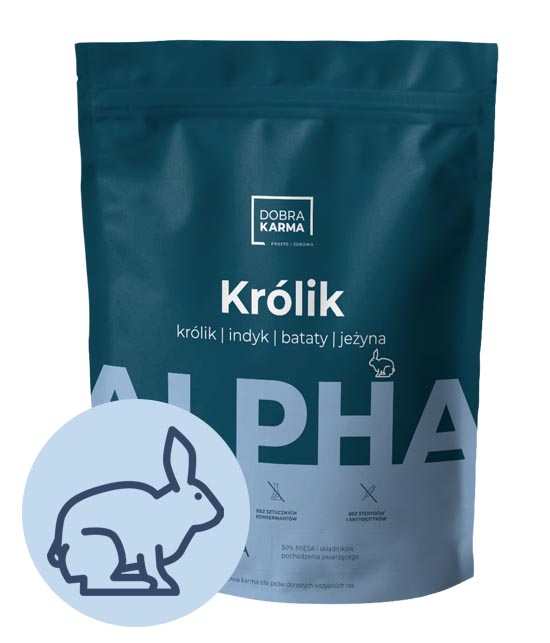 Levně Dobra Karma pro psy suché 50% masa Králík 2kg bez obilovin pro nejedlé