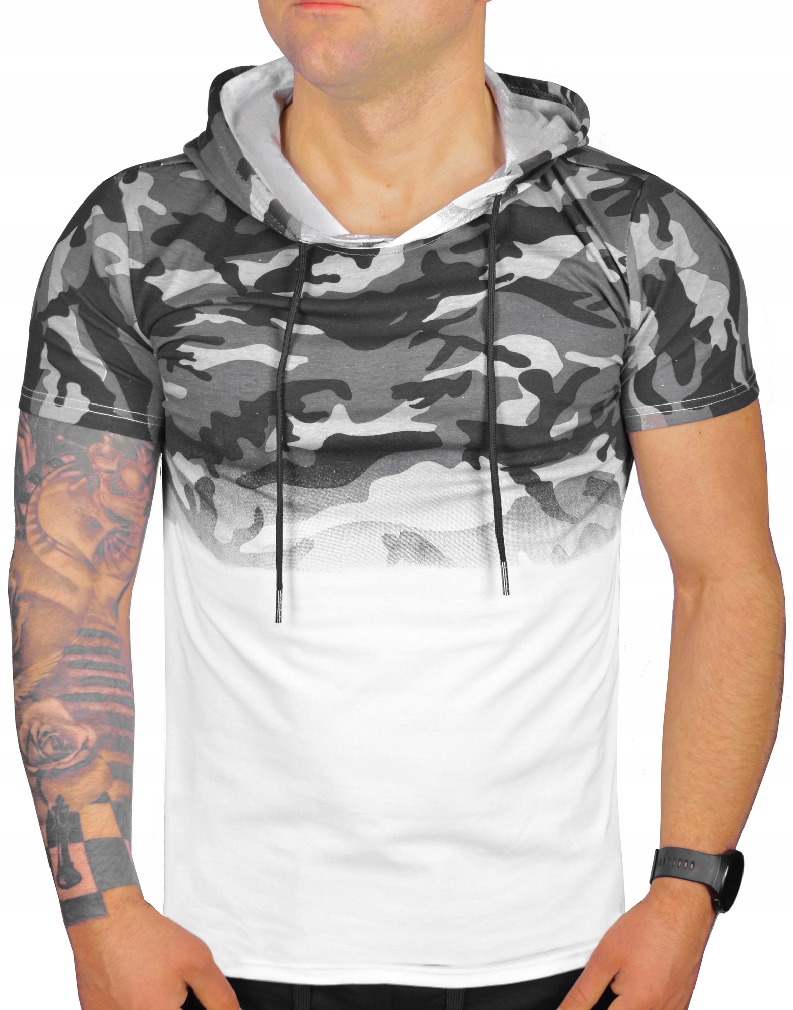 

T-shirt Męski Gładki Z Kapturem Jakość