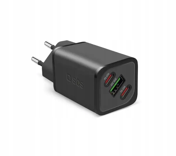 Ładowarka sieciowa uniwersalna Sbs Gan Pd 65W 2x Usb-c Usb Czarna