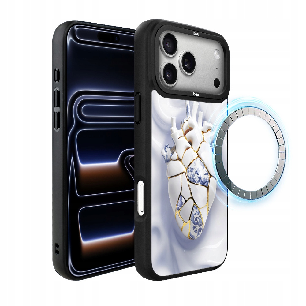 Pouzdro pro iPhone 17 Pro Max Ibizu DropGuard Matt s MagSafe, porcelánové srdce