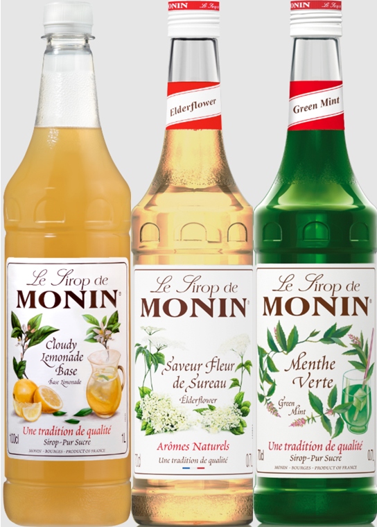 Zestaw letni do lemoniad i drinków Monin Cloudy, Kwiat bzu, Zielona mięta