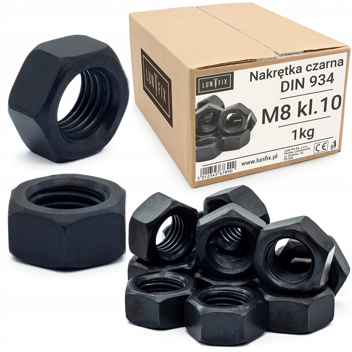 

Nakrętka M8 kl10,9 czarna Din 934 op 1kg-ok 216szt