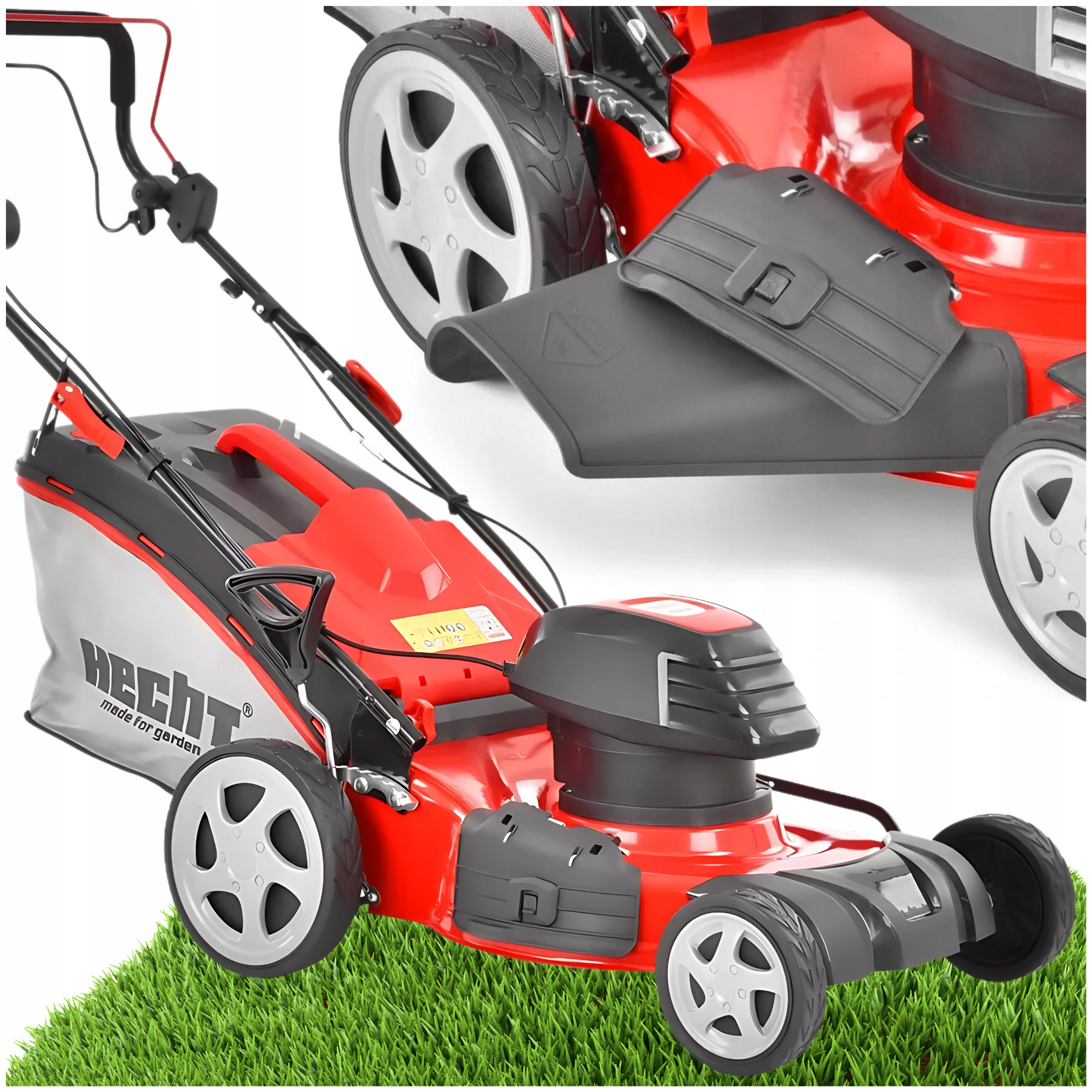 ЭЛЕКТРИЧЕСКАЯ КОСИЛКА ПРИВОД МУЛЬЧИРОВАНИЕ 1800W 46CM КОРЗИНА 50L HECHT 1802S