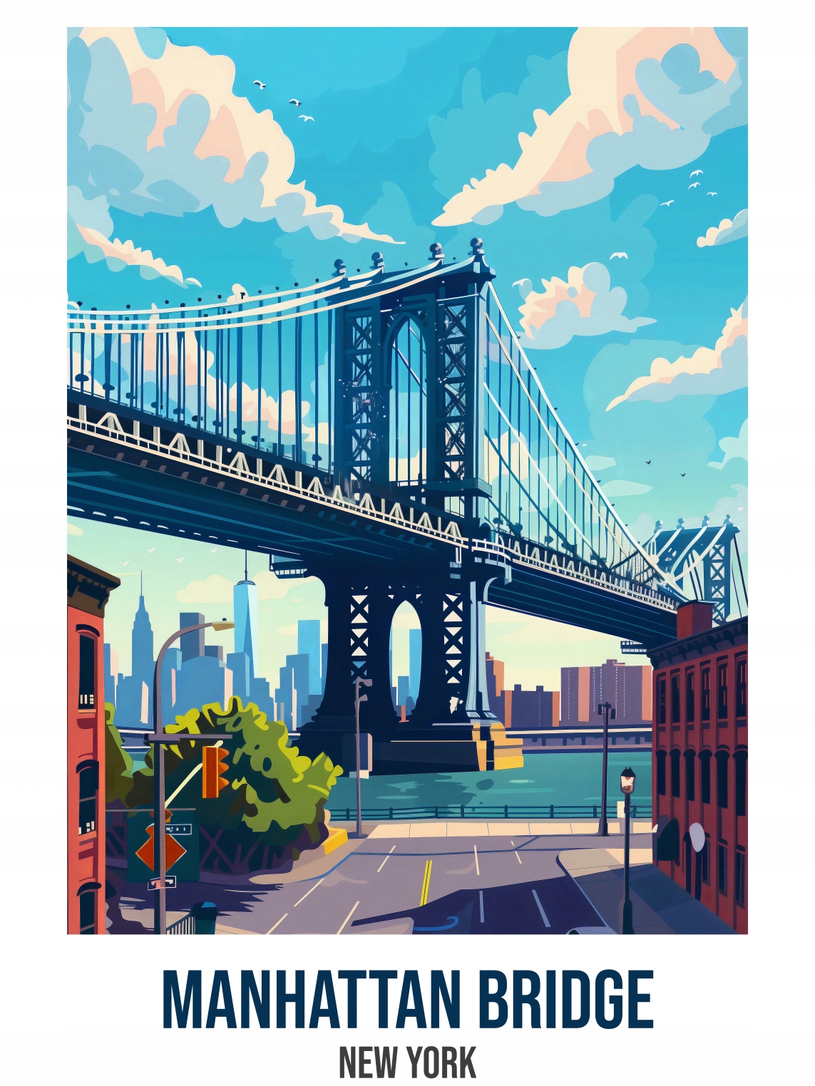 Plakát 75x100 cm Manhattan Bridge, New York