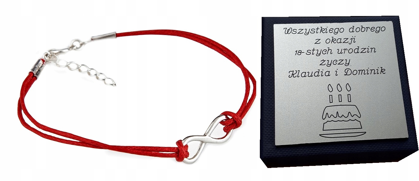 

Srebrna bransoletka infinity nieskończoność Grawer