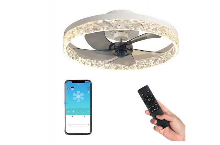 Lustr Stropní Ventilátor Větrák Lampa Černá Dálkový Ovladač